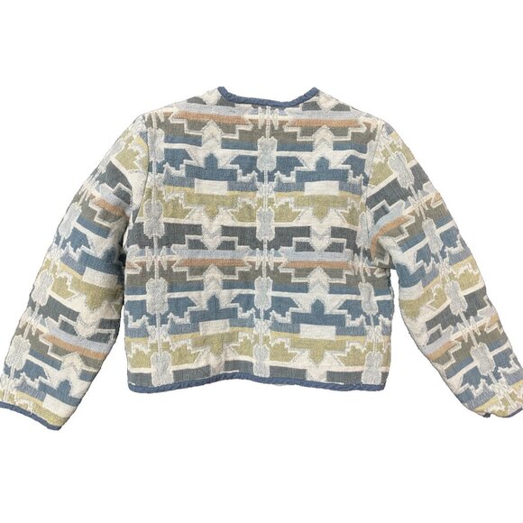 Paul Harris Design Blazer Jacket Embroidery Aztec Blue Green Women Size Small - Picture 12 of 13